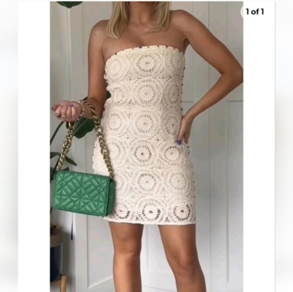 ZARA STRAPLESS CROCHET DRESS SIZE XS and S - Picture 14 of 15